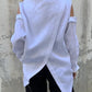 Women's Casual Solid Color Long Sleeve Irregular Hem Cotton Shirt