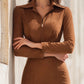 Caramel Brown Suede Zip-Up Dress