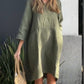 Women'S Casual Solid Color Round Neck Cotton And Linen Dress