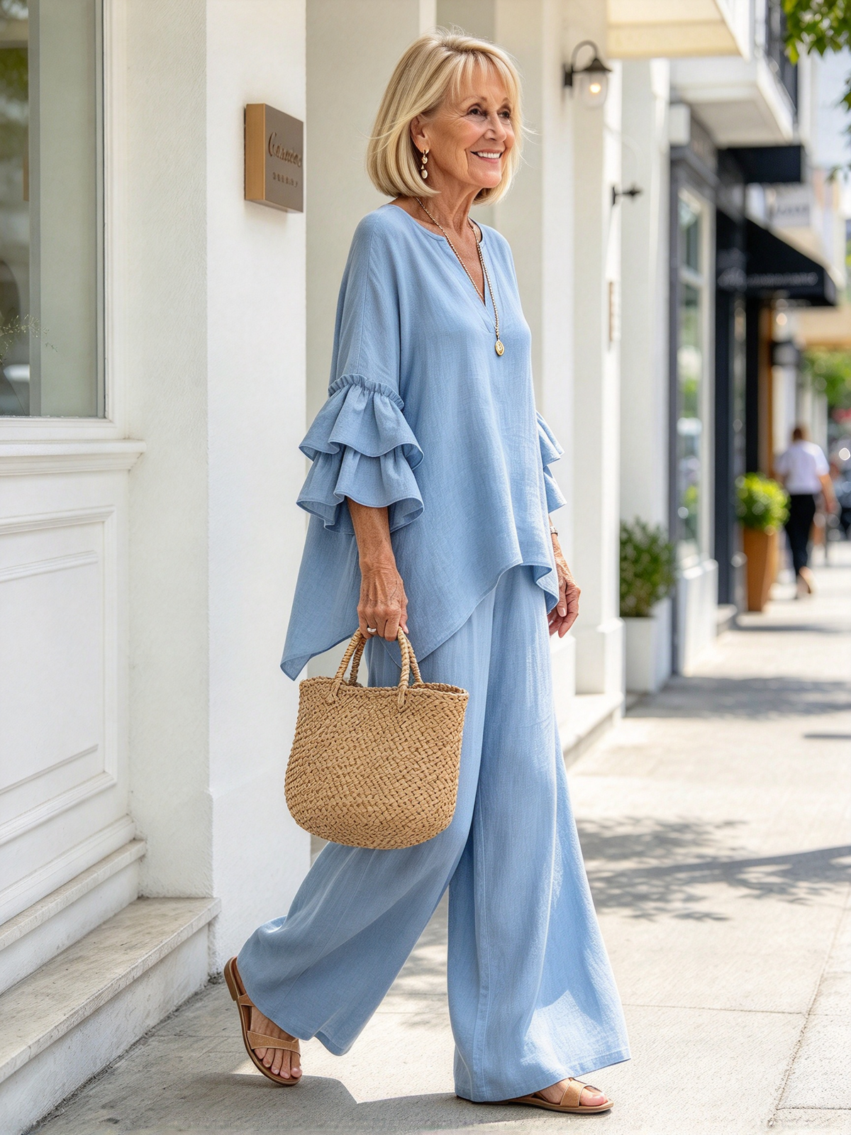 Fashion Casual Solid Color Shirt Collar Loose Casual Trousers Two-piece Suit Women's Clothing
