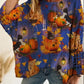 🎃Women's Halloween Pumpkin Print Long Sleeve Knit Top, Spring Summer Fall Wear