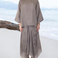 Women'S Casual Round Neck Solid Color Loose Skirt Two-Piece Set