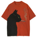 Black Cat Smoking A Cigarette Vintage Washed Unisex T-Shirt