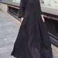 Women's Casual Solid Color Round Neck Long Sleeve Cotton and Linen Dress