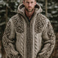 Men's Viking Celtic Knot Chunky Knit Hooded Sweater Cardigan