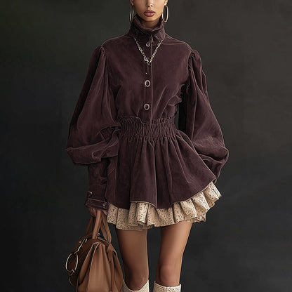 Women's Western Retro Style Autumn And Winter New Suede Dress