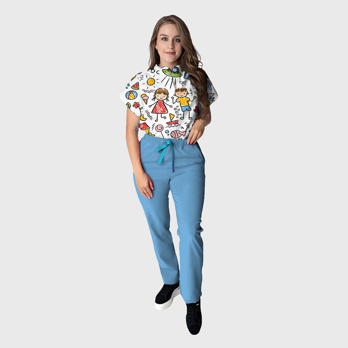 Women's Kid Scribble Printed Scrub Set SP33