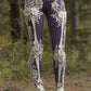 Women's Vintage Halloween Skeleton & Rose Lace Art Leggings