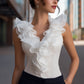 Sleeveless Chiffon Ruffled V-Neck Top