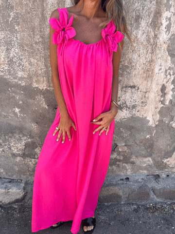 Women's Casual Solid Color Floral Dress