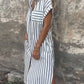 Women's Casual Striped Short Sleeve Shirt Dress