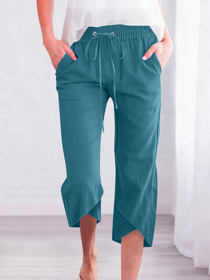 Women's Fashion Casual Drawstring Cropped Pants