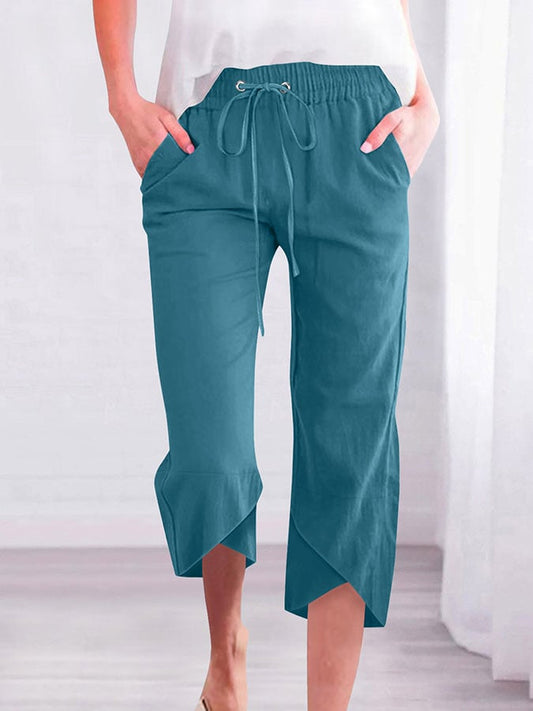 Women's Fashion Casual Drawstring Cropped Pants