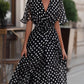 Polka Dot Chiffon V-Neck Maxi Dress