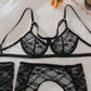 Sexy Jacquard Lace Shapewear Lingerie Set With See-Through Stockings