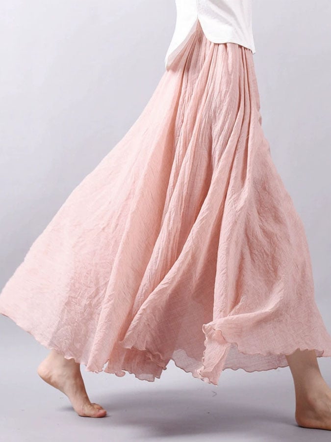 Women's Casual Solid Color A-Line Midi Skirt