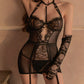 Sexy Halter Neck Lace Mesh Patchwork Nightgown
