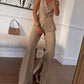 Solid Color Elegant Sleeveless Vest & Suit Pants Two-Piece Set