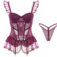 Sexy Lace Mesh See-through Underwire Tutu Skirt Lingerie Set
