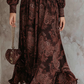 Brown Paisley Zippered Waist Maxi Dress