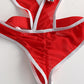 Christmas Sexy Deep V Bell Decorated Bodysuit Lingerie with Santa Hat Headband Set