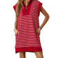 Limited time sale🔥Women's Striped Casual Zipper Cap Sleeve Mini Dress