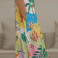 Summer island vacation print suspender dress