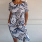 Women's Cotton and Linen Round Neck Printed Dress