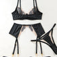 Sexy Mesh See-Through Flower Embroidery Push-Up Bra Sexy Lingerie Set