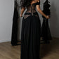 Off-Shoulder Lace Corset Chiffon Thigh Slit Maxi Dress