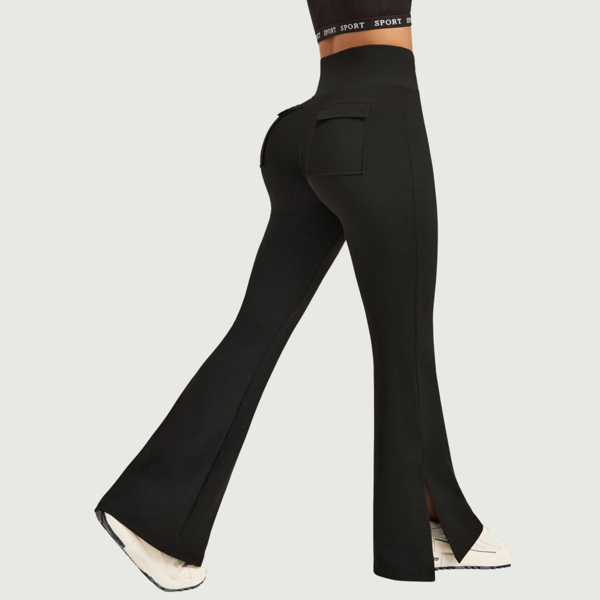 High Waisted Slit Flare Yoga Pants
