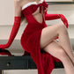 Christmas Bunny Sexy Velvet High-slit Long Lingerie Dress
