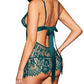 Sexy Deep V See-Through Eyelash Lace Camisole Nightgown