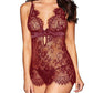 Sexy Deep V See-Through Eyelash Lace Camisole Nightgown