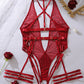 Sexy Holder Backless Metallic Strap See-Through Mesh Bodysuit