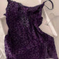 Sexy Deep V Flocked Leopard Print See-Through Mesh Bodycon Nightgown