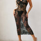 Sexy Floral Lace Mesh See-through Long Camisole Nightgown