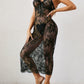 Sexy Floral Lace Mesh See-through Long Camisole Nightgown
