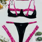 Sexy Two-Color Shoulder Strap Splicing Hollow Strap Fun Suit