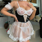 Sexy Colorblock Lace Mesh Suspender Nightdress