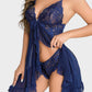 Sexy Lace Mesh See-Through Nightgown with Matching Thong