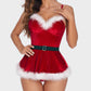 Sexy Christmas Velvet Mini Dress with Matching Thong