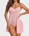 Womens Lace Bodysuit Teddy Chemise Sexy Nighty Mesh Sleepwear