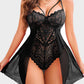 Womens Lace Bodysuit Teddy Chemise Sexy Nighty Mesh Sleepwear