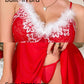Christmas Mesh Lace Trim Sexy Nightgown
