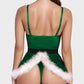 Sexy Christmas Velvet Mini Dress with Matching Thong
