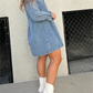 2023 Washed Denim Puff Sleeve Dress (Buy 2 Free Shipping)-Pink Laura