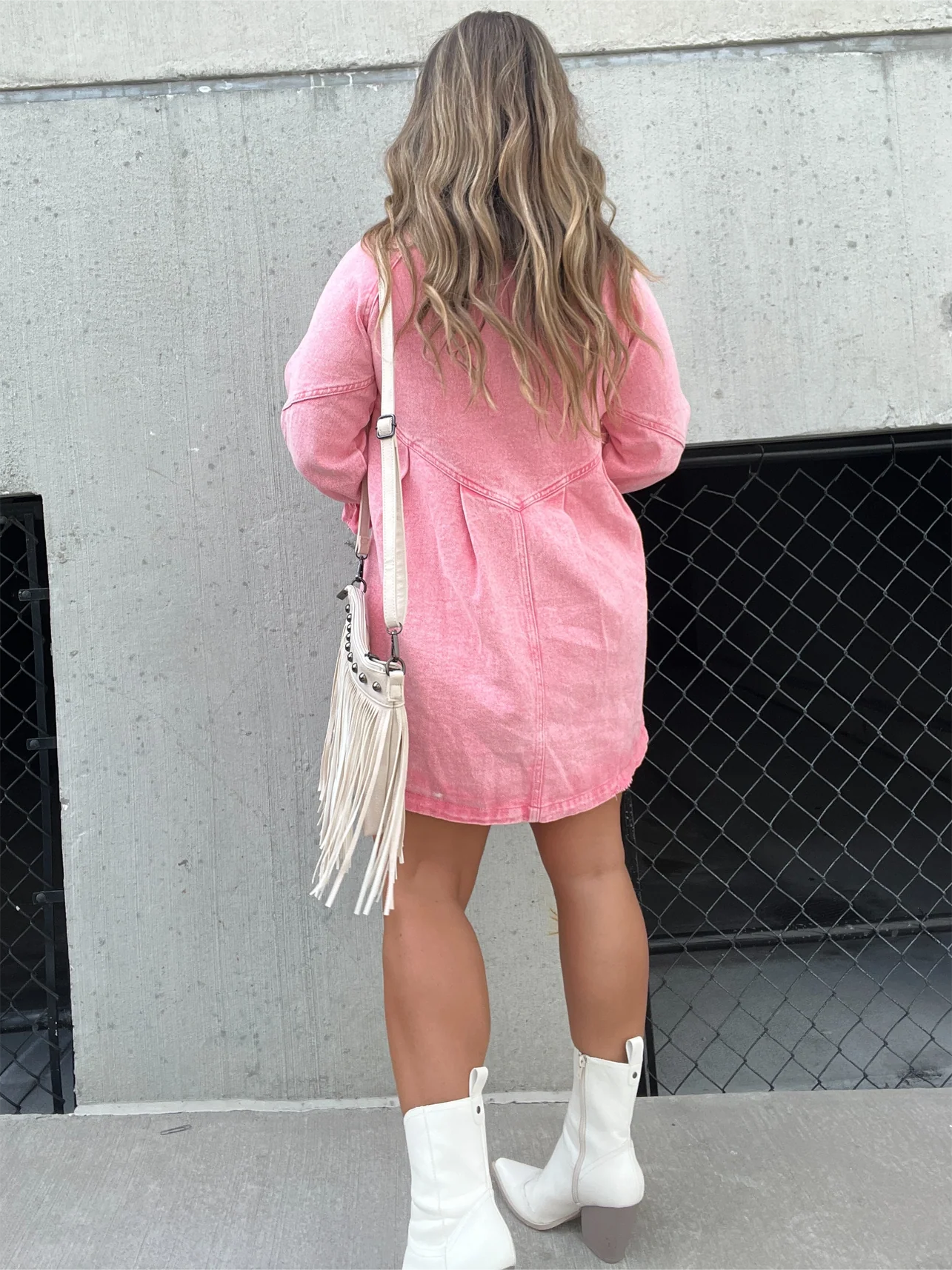 2023 Washed Denim Puff Sleeve Dress (Buy 2 Free Shipping)-Pink Laura