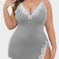 Plus Size V-Neck Side Slits Lace Trim Nightgown