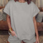 Women's Solid Textured Drawstring Shorts Set (Buy 3 Free Shipping)